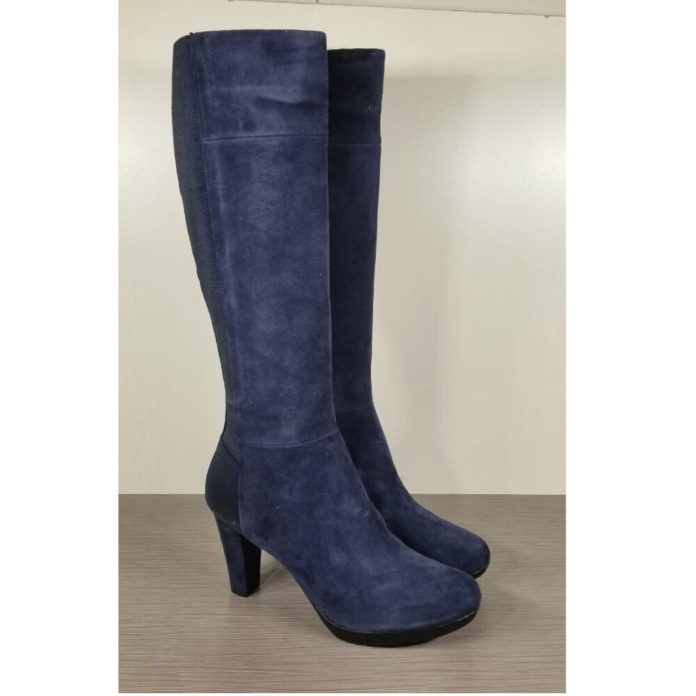 Geox Respira Knee-High Boots, Navy Blue Suede, Womens 10-10.5 US / 41 EU